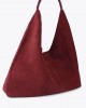 Kurt Geiger Chelsea Large Slouch Hobo Wine Suede Τσάντα Ώμου