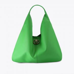 Kurt Geiger Chelsea Large Slouch Hobo Green Leather Τσάντα Ώμου