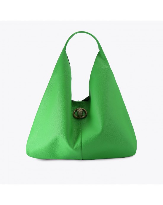 Kurt Geiger Chelsea Large Slouch Hobo Green Leather Τσάντα Ώμου