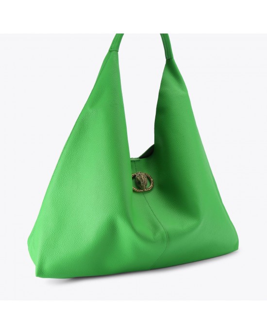 Kurt Geiger Chelsea Large Slouch Hobo Green Leather Τσάντα Ώμου