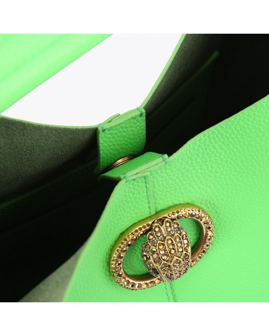 Kurt Geiger Chelsea Large Slouch Hobo Green Leather Τσάντα Ώμου