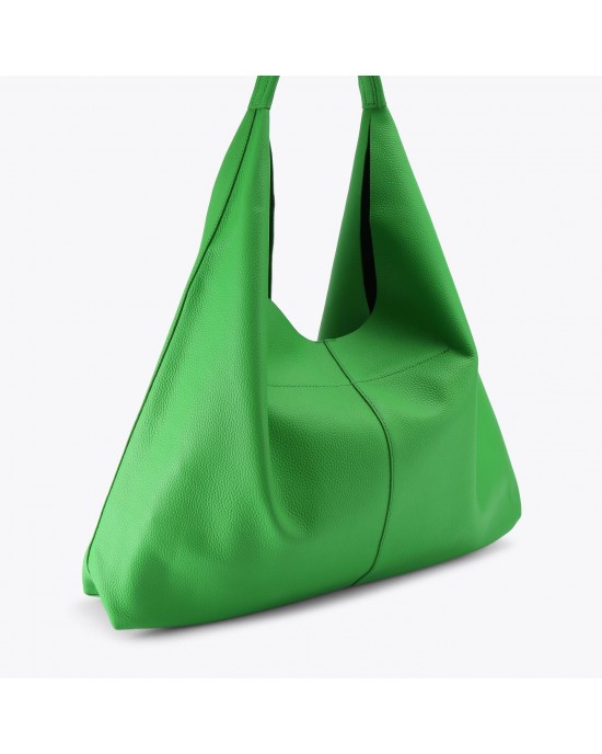 Kurt Geiger Chelsea Large Slouch Hobo Green Leather Τσάντα Ώμου