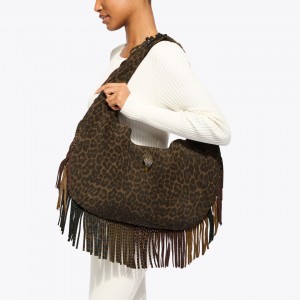 Kurt Geiger Shoreditch LG Hobo Fringe Suede Τσάντα