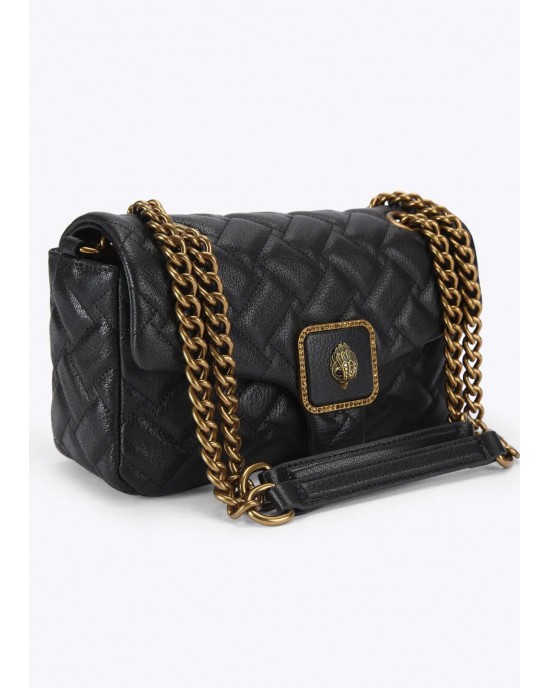 Kurt Geiger Pimlico Black Grained Leather Τσάντα Ώμου