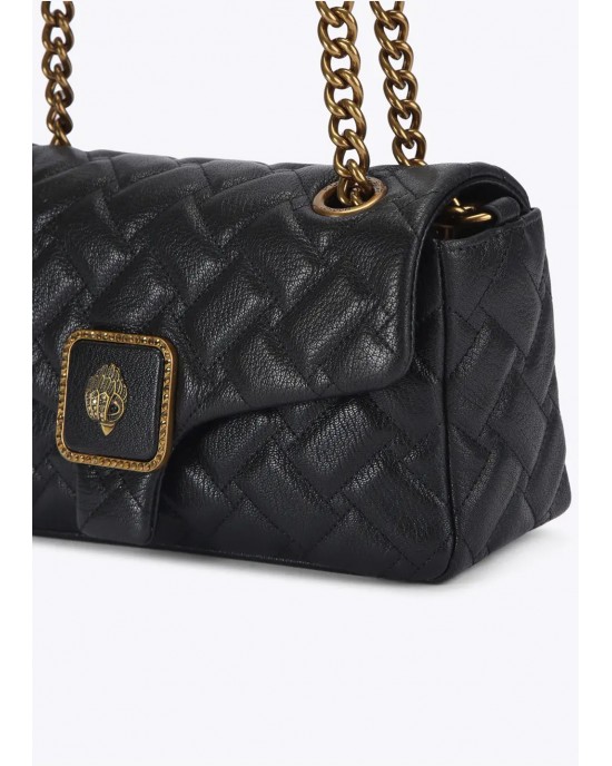 Kurt Geiger Pimlico Black Grained Leather Τσάντα Ώμου
