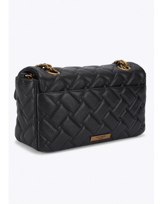 Kurt Geiger Pimlico Black Grained Leather Τσάντα Ώμου