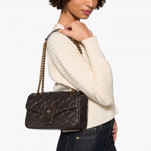 Kurt Geiger Pimlico Brown Grained Leather Τσάντα Ώμου