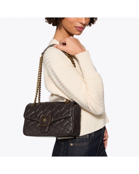 Kurt Geiger Pimlico Brown Grained Leather Τσάντα Ώμου