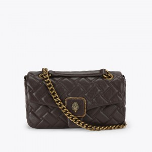 Kurt Geiger Pimlico Brown Grained Leather Τσάντα Ώμου