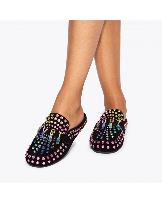 Kurt Geiger Kurt Crystal Slipper Black Combination Παντόφλες
