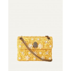 Kurt Geiger Raffia Mini Kensington Yellow Τσάντα