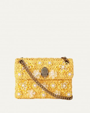 Kurt Geiger Raffia Mini Kensington Yellow Τσάντα
