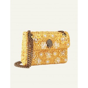Kurt Geiger Raffia Mini Kensington Yellow Τσάντα