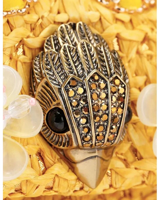 Kurt Geiger Raffia Mini Kensington Yellow Τσάντα