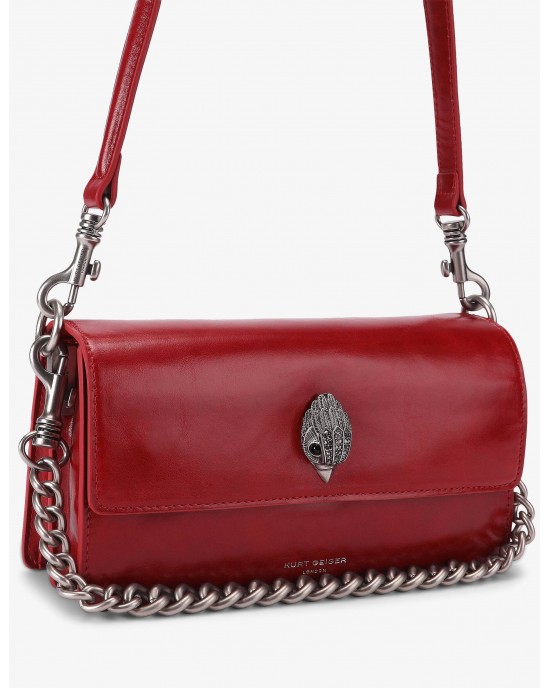 Kurt Geiger Sloane Soft Leather Red Τσάντα Ώμου