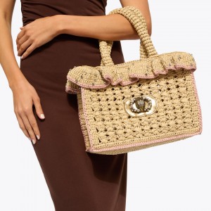 Kurt Geiger Chelsea Ruffle Tote Beige Τσάντα