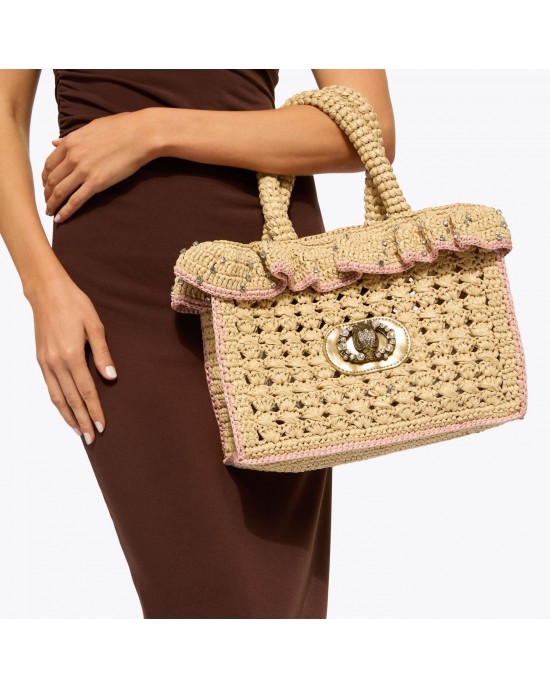 Kurt Geiger Chelsea Ruffle Tote Beige Τσάντα