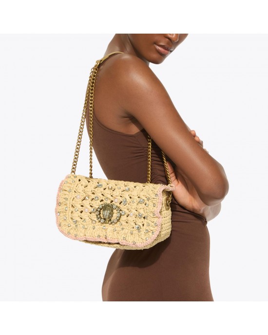 Kurt Geiger Chelsea Small Ruffle Beige Shoulder Τσάντα