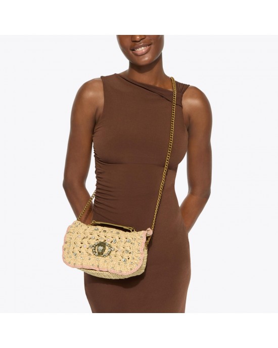 Kurt Geiger Chelsea Small Ruffle Beige Shoulder Τσάντα