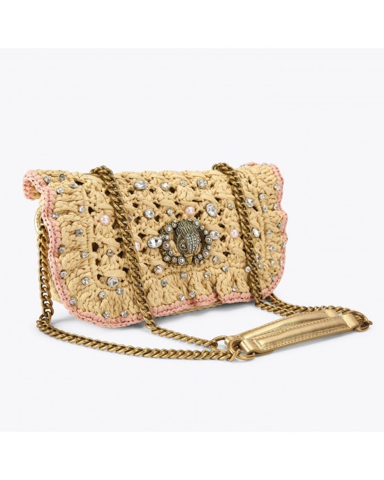 Kurt Geiger Chelsea Small Ruffle Beige Shoulder Τσάντα