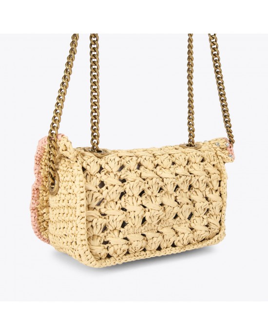 Kurt Geiger Chelsea Small Ruffle Beige Shoulder Τσάντα