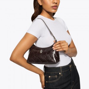 Kurt Geiger Sling Vinyl Shoulder Dark Brown Τσάντα Ώμου