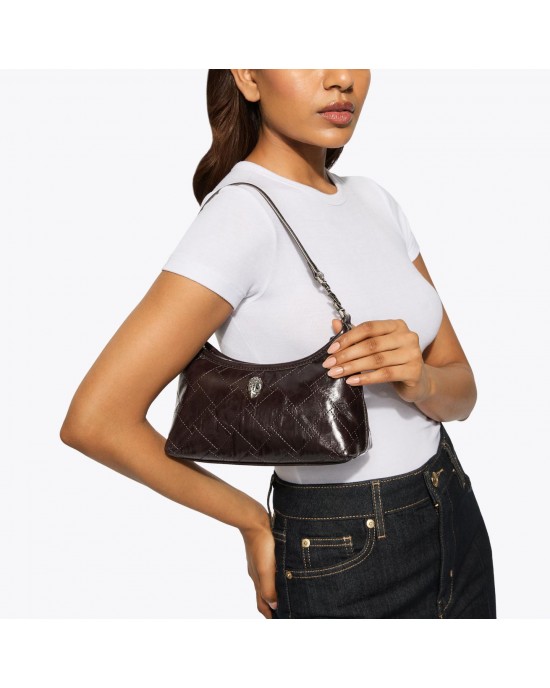 Kurt Geiger Sling Vinyl Shoulder Dark Brown Τσάντα Ώμου