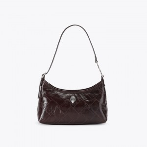 Kurt Geiger Sling Vinyl Shoulder Dark Brown Τσάντα Ώμου