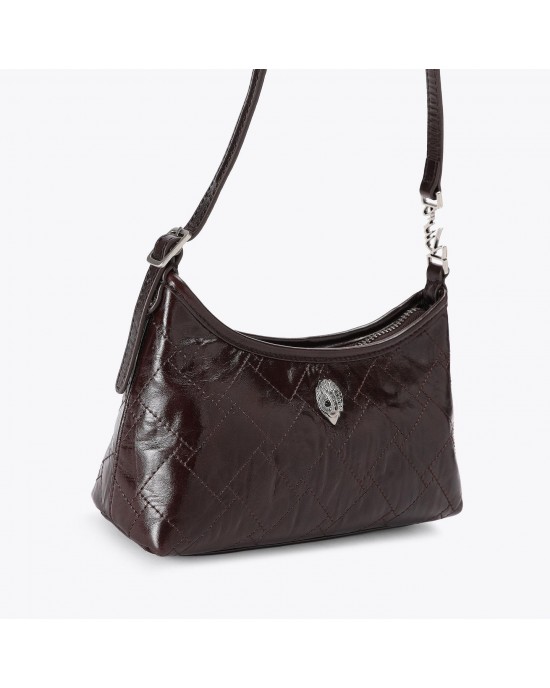 Kurt Geiger Sling Vinyl Shoulder Dark Brown Τσάντα Ώμου