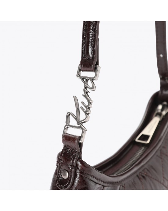 Kurt Geiger Sling Vinyl Shoulder Dark Brown Τσάντα Ώμου