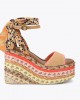 Kurt Geiger Chelsea Scarf Wedge Heel Mustard Παπο΄υτσια