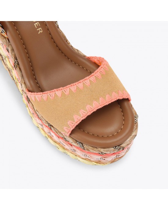 Kurt Geiger Chelsea Scarf Wedge Heel Mustard Παπο΄υτσια