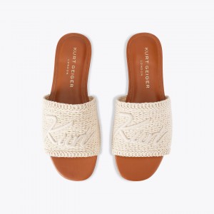 Kurt Geiger Kurt Woven Flat Beige Σανδάλια