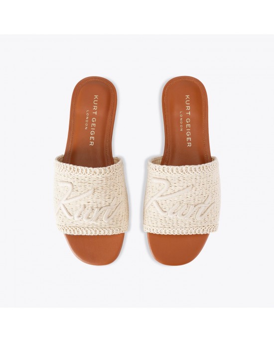 Kurt Geiger Kurt Woven Flat Beige Σανδάλια