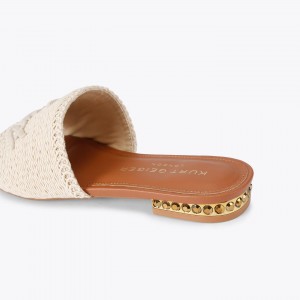 Kurt Geiger Kurt Woven Flat Beige Σανδάλια