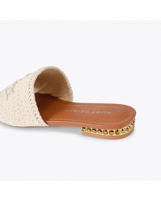 Kurt Geiger Kurt Woven Flat Beige Σανδάλια