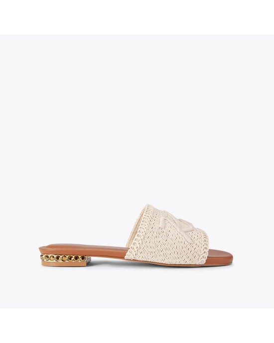 Kurt Geiger Kurt Woven Flat Beige Σανδάλια