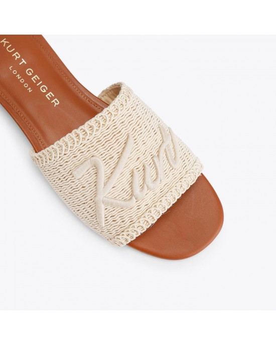Kurt Geiger Kurt Woven Flat Beige Σανδάλια