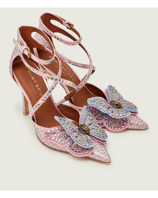 Kurt Geiger Big Butterfly Strap Court Pale Pink Γόβες