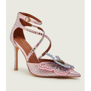 Kurt Geiger Big Butterfly Strap Court Pale Pink Γόβες