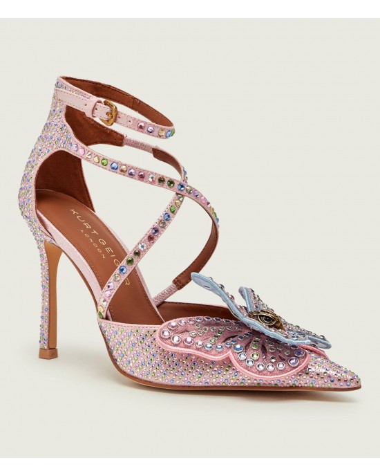 Kurt Geiger Big Butterfly Strap Court Pale Pink Γόβες
