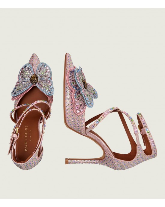 Kurt Geiger Big Butterfly Strap Court Pale Pink Γόβες