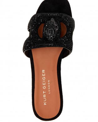 Kurt Geiger Eagle Cut Out Flat Black Σανδάλια