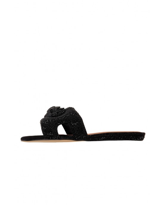 Kurt Geiger Eagle Cut Out Flat Black Σανδάλια