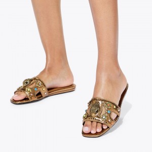Kurt Geiger Eagle Cut Out Flat Bronze Σανδάλια