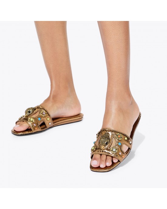 Kurt Geiger Eagle Cut Out Flat Bronze Σανδάλια