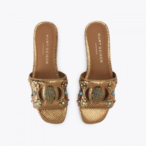 Kurt Geiger Eagle Cut Out Flat Bronze Σανδάλια