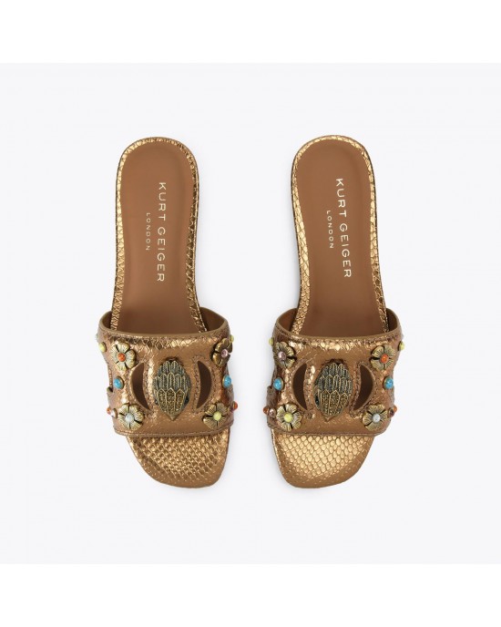 Kurt Geiger Eagle Cut Out Flat Bronze Σανδάλια