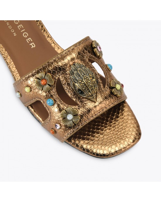 Kurt Geiger Eagle Cut Out Flat Bronze Σανδάλια