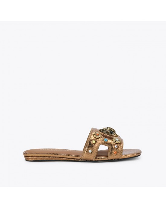 Kurt Geiger Eagle Cut Out Flat Bronze Σανδάλια